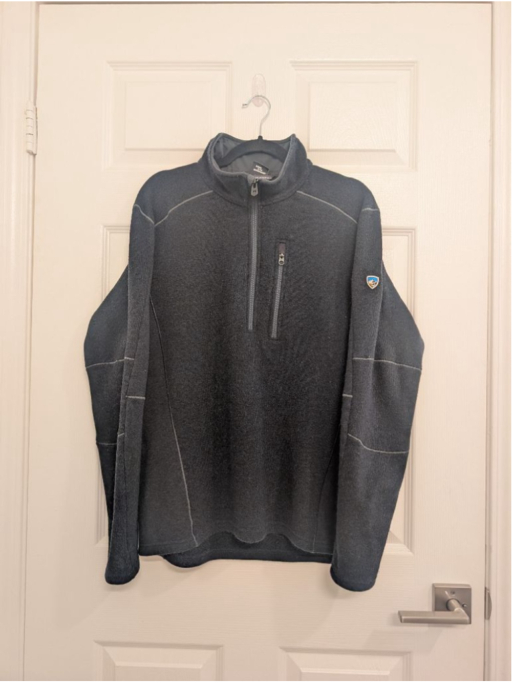 Kuhl Interceptr 1/4 Zip Fleece Pullover Sweater L Black with Gray Stitching